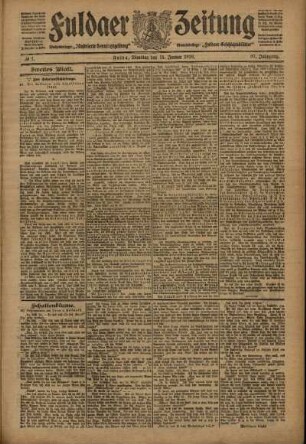 Zweite Ausgabe vom Dienstag, den 11. Januar 1910.