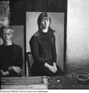 Porträt - Verschiedenes (Kurt Querner beim Malen im Atelier, Bilder Querners)