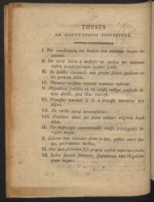 Theses Ad Disputandum Propositae