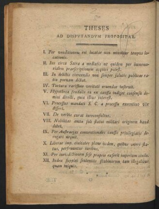 Theses Ad Disputandum Propositae
