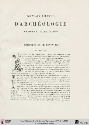 Bibliothéques du moyen age - Introduction