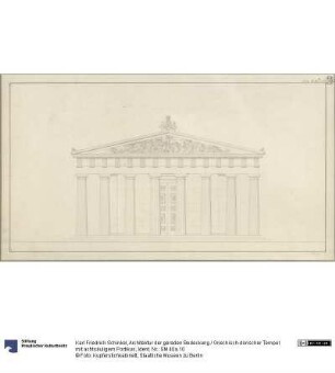 Architektur der geraden Bedeckung / Griechisch-dorischer Tempel mit achtsäuligem Portikus