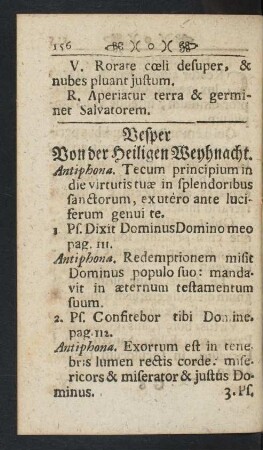 Vesper Von der Heiligen Weyhnacht.