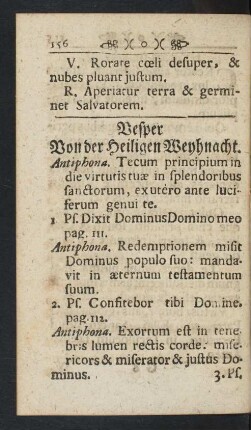 Vesper Von der Heiligen Weyhnacht.