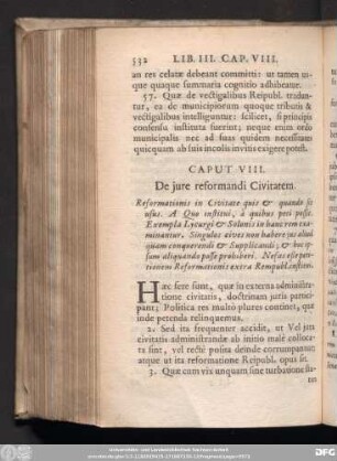 Caput VIII. De iure reformandi Civitatem.