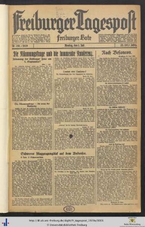 22. Jg. (Juli bis Dezember): Freiburger Tagespost