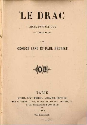 Le drac : drame fantastique en trois actes