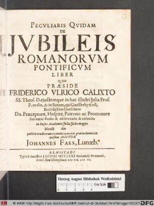 Peculiaris Quidam De Iubileis Romanorum Pontificum Liber