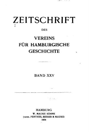 25.1924: Zeitschrift des Vereins für Hamburgische Geschichte