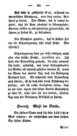 Heurath. Wahl der Gattin.