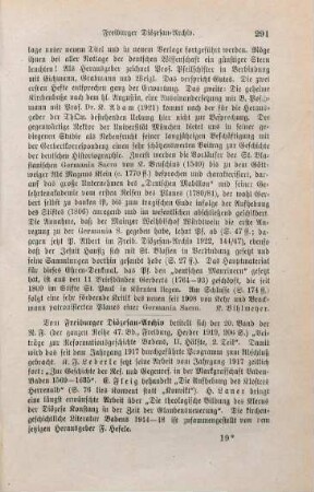 291-292 [Rezension] Freiburger Diözesan-Archiv ; 47 = N.F. 20