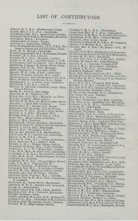 List of Contributors.