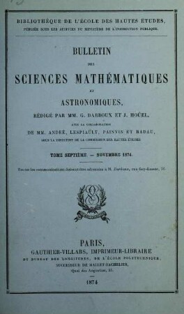 Tome Septiéme. - Novembre 1874.