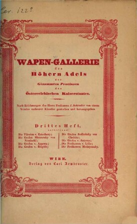 Wapen-Gallerie des Höhern Adels der gesammten Provinzen des Österreichischen Kaiserstaates. 3