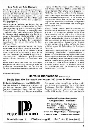 Bärte in Blankenese : Studie über die Bartracht der letzten 200 Jahre in Blankenese (Fortsetzung)
