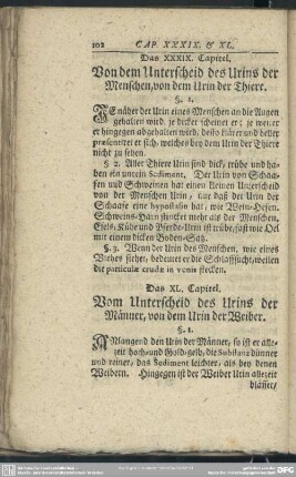 Das XL. Capitel. Vom Unterschied des Urins der Männer, von dem Urin der Weiber