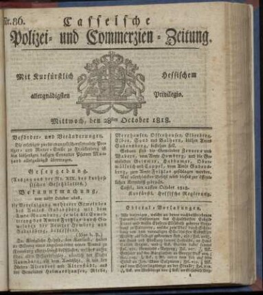 Nr. 86, Mittwoch, den 28sten October 1818