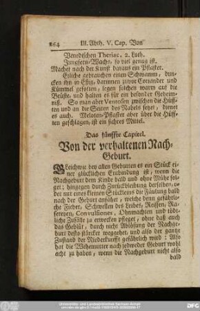 Das fünffte Capitel. Von der verhaltenen Nach-Geburt.