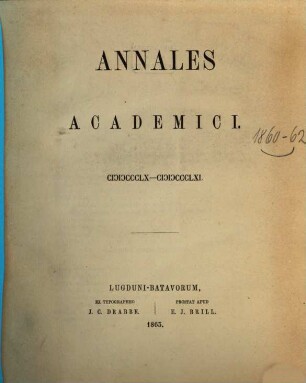 Annales academici. 1860/61 (1863)