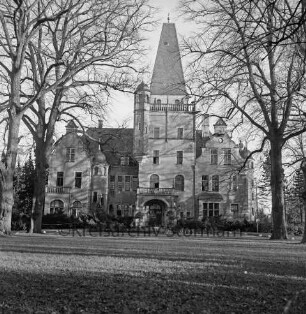 Tremsbüttel: Herrenhaus: davor Park mit Bäumen: 19. November 1967