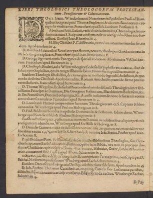 Libri Theologici Theologorum Protestantium, Pontificiorum & Calvinianorum.