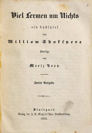 William Shakspere’s dramatische Werke, 2,[2]. Viel Lermen um Nichts