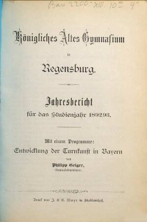 Jahres-Bericht. 1892/93