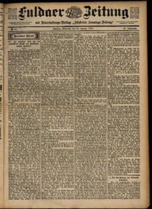 Zweite Ausgabe vom Mittwoch, den 18. Januar 1899.