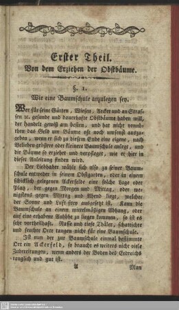 Erster Theil. Von dem Erziehen der Obstbäume
