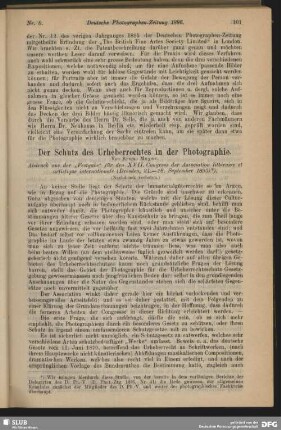 Der Schutz des Urheberrechtes in der Photographie