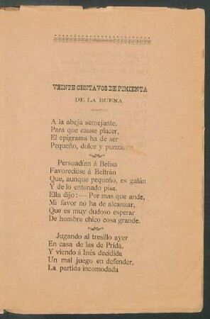 Veinte centavos de pimienta de la buena