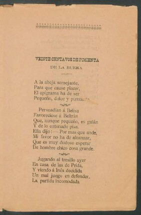 Veinte centavos de pimienta de la buena