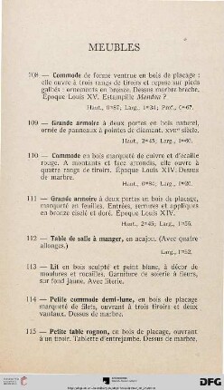 Meubles (Nr. 108-137)