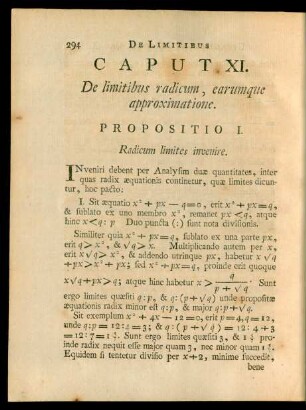 Caput XI. De limitibus radicum, earumque approximatione