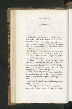 Chapitre V. Histoire Naturelle.
