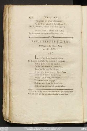 Fable Trente-Sixieme. L'Histoire du vieux Loup, en Six Fables.