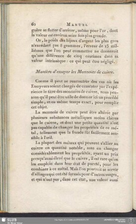 Manière d'essayer les Monnoies de cuivre