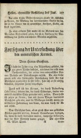 Fortsetzung der Untersuchung über den mineralischen Kermes