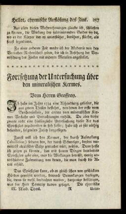 Fortsetzung der Untersuchung über den mineralischen Kermes
