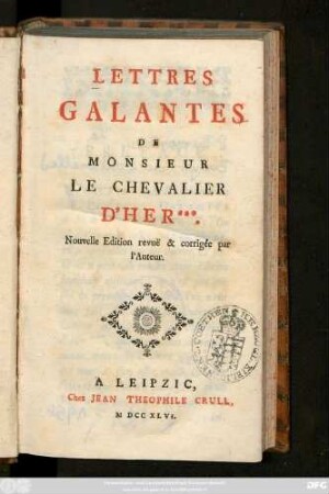 Lettres Galantes De Monsieur Le Chevalier D'Her***