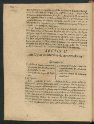 Sectio II. An Ophir sit incertus & remotus locus?