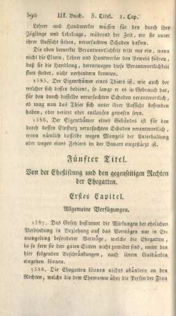 Fünfter Titel. Von der Ehestiftung und den gegenseitigen Rechten der Ehegatten