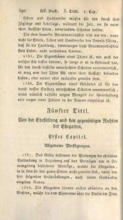 Fünfter Titel. Von der Ehestiftung und den gegenseitigen Rechten der Ehegatten
