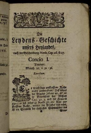 Concio I. Textus: Matth. 26. v. 30 - 36.
