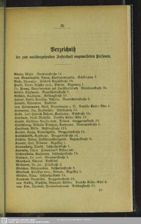 Verzeichniß der zum vorübergehenden Aufenthalt angemeldeten Personen