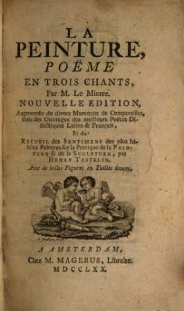 La Peinture : poëme en trois chants
