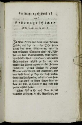 Fortsetzung und Beschluß der Lebensgeschichte Markuart Herrgotts.