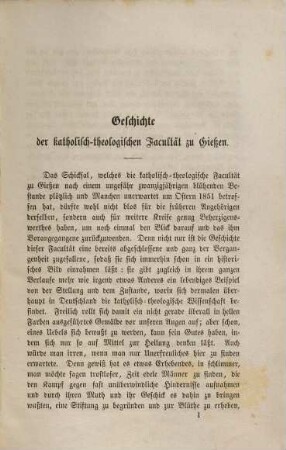Geschichte der katholisch-theologischen Facultät zu Gießen : eine allen Theologen Deutschlands gewidmete Denkschrift