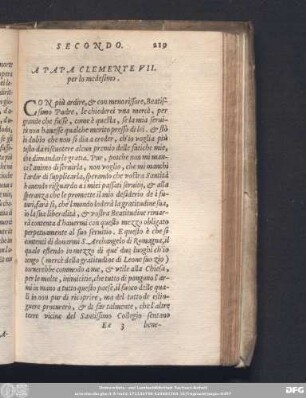 A Papa Clemente VII. per lo medesimo.