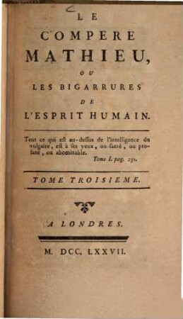 Le Compere Mathieu, Ou Les Bigarrures De L'Esprit Humain, 3